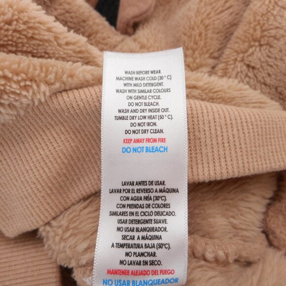 Pekkle Baby 12 Months Fuzzy Sweatshirt Teddy Bear Face Tan Pullover Cozy Cute - Picture 6 of 7